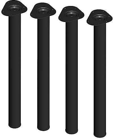 Element System 4 Stück Stahlrohrfüße rund, Tischbeine, Möbelfüße inklusive Anschraubplatte, Länge 70 cm, Durchmesser 60 mm, 4 Farben, 6 Abmessungen, schwarz, 11102-00033