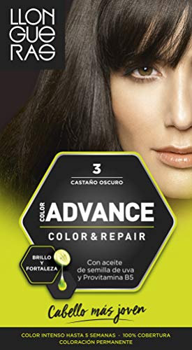 Llongueras Color Advance Tinte Pelo Mujer Coloración Permanente Color Intenso Hasta 5 semanas - Tono 3 Castaño Oscuro