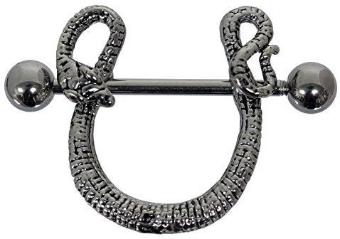 Pain-is-Art Brustwarzenpiercing Schlange aus Chirurgenstahl Nipple Shield Brustpiercing