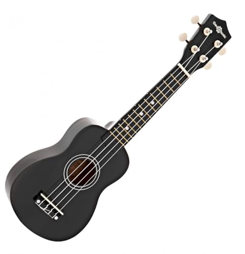 Sopran Ukulele von Gear4music, Schwarz | Für junge Anfänger, weiche Saiten und kleine Sopran-Größe, hochwertiges Laminat, nur drei Akkorde nötig