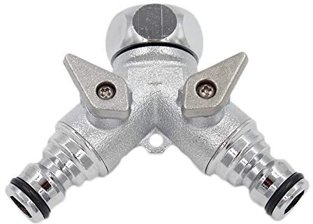 SpiceFlow Verteileranschlussstück 2-Fach | Chrom/Messing | Für 1/2 Zoll Schnellverbinder | Anschluss 3/4 Zoll Innengewinde | 1/2 Zoll Gardena kompatibel Y-Verteiler 2 Wege-Verteiler