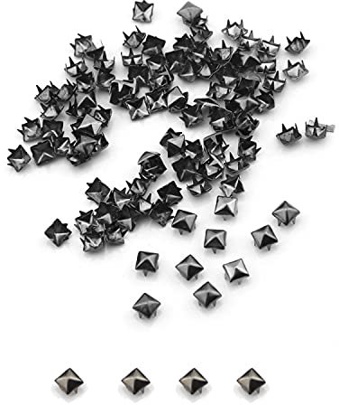 Trimming Shop Pyramide Forme Tête Clou Clous Carré Métal Cuir Rivets pour Maroquinerie, DIY Loisirs Créatifs, Vêtements, Sacs, Sacs à Main Embellissement (6mm, Gunmetal Noir, 50pcs)