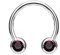 beyoutifulthings Hufeisen-Ring 2 ZIRKONIA Universal-Piercing Brust Nippel Nase Septum Ohr Helix Cartilage Edelstahl Silber Lila 1,2mm 10mm