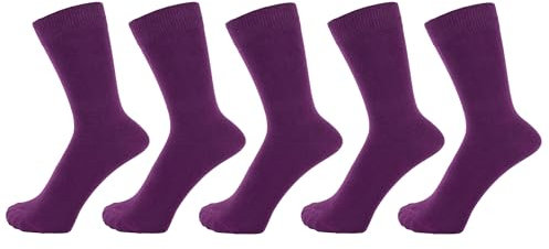 ZAKIRA Calzini Eleganti in Finissimo Cotone Pettinato dai Colori Vivaci per Uomo e Donna Confezione da 5, 36-40 (EU), Viola