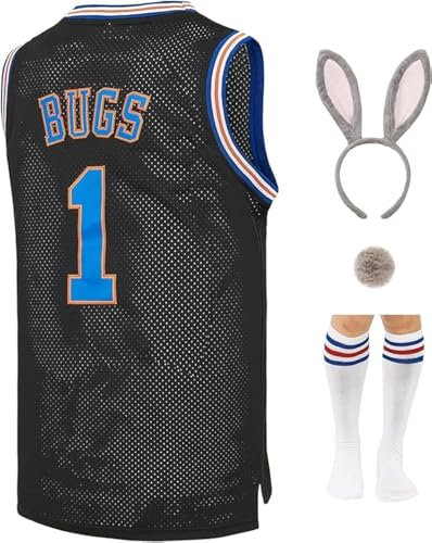 MEBRACS Herren 23# Bunny Space Movie Jersey Basketball Jersey Shirts für Party S-XXXL - Schwarz - Klein