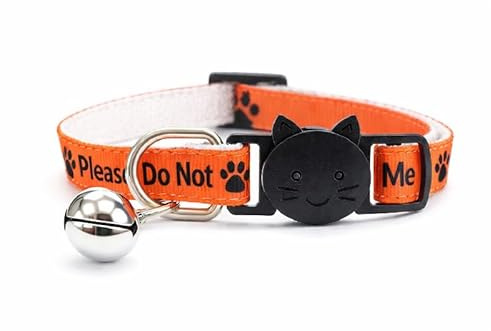 Worded Cat Collars with Bell – Please Do Not Feed Me, I Am Microchipped | Safe Quick Release Breakaway Buckle | Zacal Cat Collars (1. Orange, Please Do Not Feed Me, Pack of 1)