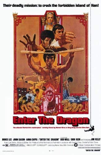 Sweetums Signatures Filmposter Enter The Drache, 60 x 91,5 cm, Bruce Lee John Saxon, Jim Kelly Ahna Capri, Premium-Posterdruck, rahmenlos, gerollt, mit Rollen