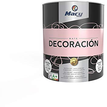 Macy Pintura Plástica Mate Decoración Interiores Excelente Cubrición, Acabado Perfecto. Color Cuarzo. 750 ml