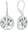 JO WISDOM Boucles d'oreilles Arbre de vie en Argent 925/1000 Dormeuse pour Femme avec 3A Oxyde de Zirconium Pierre de naissance de mai Couleur émeraude