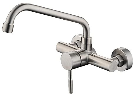 Amatur Küchenspüle Wandmontage Mischbatterie Küche Gebürstet 360° Drehbar Küche Wasserhahn Spüle Küchen Wasserhahn Spülenarmatur-F