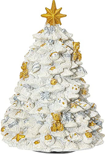 SIKORA SD10 Spieldose Spieluhr für Weihnachten Geschmückter Weihnachtsbaum Melodie O Tannenbaum, Farbe:Weiss
