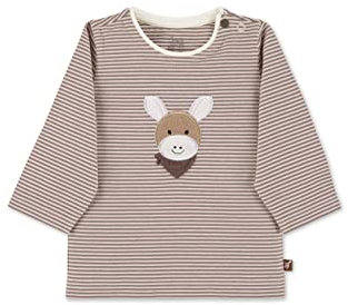 Sterntaler Kleinkind Jungen Langarmshirt Baby GOTS Langarm-Shirt gestreift - Baby Shirt Langarm - mit Esel Stickerei und Knopf - braun, 86