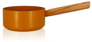 OGO LIVING - CASSEROLE ECTOR 16CM ALU REVÊTEMENT CÉRAMIQUE JAUNE AVEC MANCHE BOIS - 7930270