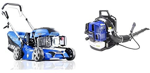 Hyundai 17/42cm 139cc Electric-Start Self-Propelled Petrol Lawnmower with 3 Year Warranty & Powerful Petrol Backpack Leaf Blower, 52cc 2 Stroke Engine, 3 Year Warranty, DIY & Tools, Blue
