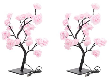 jojofuny 2st Rosenbaum Lichter Roamntische Rosenblütenlampe Valentinstag Rose Lampe Tischrosenlampe Rosenbaum Anzünden Birkendekor Rosen-desktop Romantische Baumlampe Abnehmbar Metall Led