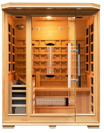 Vidalux 3 Person Hybrid Sauna with Traditional & Full Spectrum Infrared Complete Heat