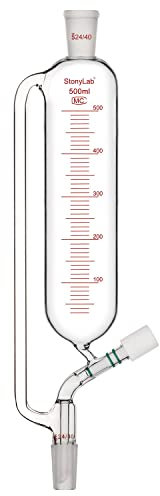 stonylab Pressione Graduata Equalizzazione Aggiunta Imbuto, Vetro Borosilicato Imbuto di Caduta con 24/40 Congiunto Valvola ad Alto Vuoto per Laboratorio Vetro Ulteriori Imbuto, 500 ml