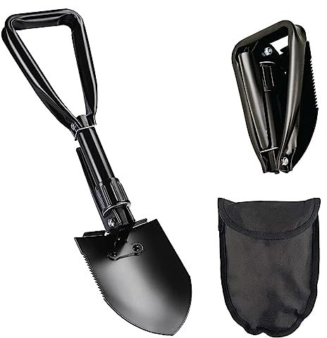 Klappspaten, 46,5 cm Multifunktional Campingschaufel, multifunktionale klappschaufel Camping Schaufel, Abnehmbar Klappschaufel mit Tragetasche, für Outdoor-Wandern, Jagen, Garten(Schwarz)
