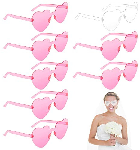 Party Brille, 8 Stück Magische Farben Party Brille, Hippie Brille, Herz Sonnenbrille für Damen, Herz Party Brillen, Herz Sonnenbrille für Geburtstagsfeier Party, Foto Requisiten, Erwachsene und Kinder