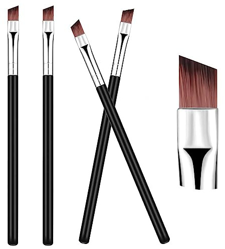Ensemble de 4 pinceaux de maquillage pour sourcils, fard à paupières, pinceaux cosmétiques multifonctions, pinceaux pour eye-liner, correcteurs, pinceaux à cils, pinceaux à poudre à angle biseauté