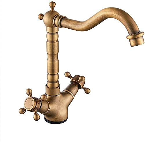 Traditional Kitchen Sink Mixer Taps Swivel Spout Bronze Brass Dual Lever Kitchen Basin Tap with Hoses Georgian Antique Faucet It's so Kind of You
