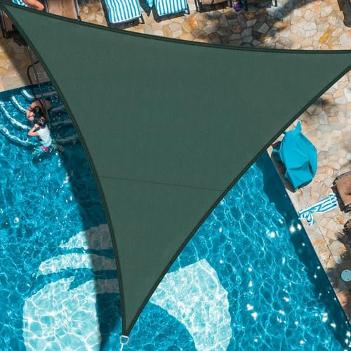 LOVE STORY Vela ombreggiante Triangolare 3x3x3m Impermeabile Tenda a Vela Verde Tenda da sole per esterno,PES Poliéster Protezione UV al 95% per Esterno,Giardino,Terrazzo,Balcone,Patio