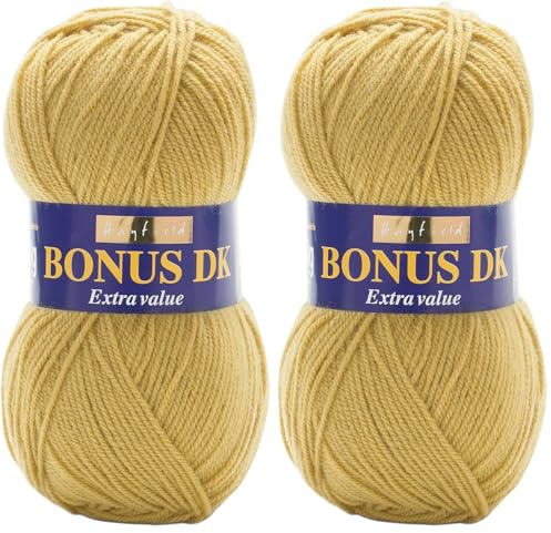 Hayfield Bonus DK Double Knitting, Fields of Gold (666), 100g by Sirdar (Pack of 2)