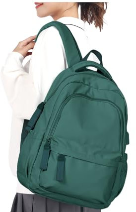 WEPLAN Mochilas Escolares Adolescentes Mochila Instituto Chica Juveniles con Puerto de Carga USB Mochilas tipo Casual Impermeable Mochila Portatil 14 Pulgadas Escolar Viaje Trabajo,Ejercito Verde