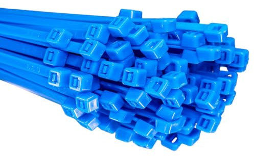 HORZEFIX Cable Ties 100 Pcs Blue Long Stable UV Resistant Universal Cable Ties 2.5/3.6/4.8/7.6 Width (2.5 x 100mm)