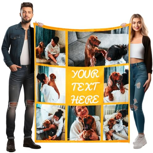 Stepdiy Hund personalisiert Decke, Decke für Hund Personalisiert mit Fotos,Personalisierte Geschenke Decke für Geburtstag