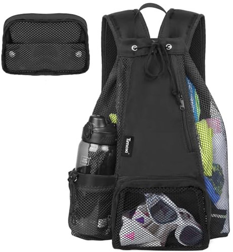 Timoxi Schwimmtasche, Strandrucksack mit gepolstertem Schultergurt, Netz-Rucksack mit Nassfach für Schwimmen, Fitnessstudio