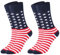 AKAMAS 2 Paar Amerikanische Usa Flagge Socke,Herren Damen Freiheitssocken Strümpfe,Lustige Sterne Streifen Muster Socken,Unabhängigkeitstag Kostüm,Trauzeugen Bräutigam Baumwollsocke 37-43 A