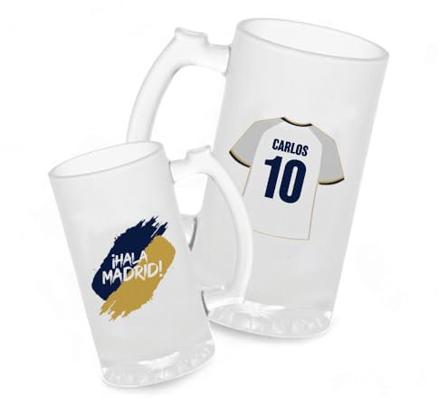 Genérico Jarra Cerveza Personalizada Fútbol Madrid | Regalo Original para Aficionados del Fútbol | Regalo Camisetas Equipos Futbol | Diseño Único y Duradero (Madrid)