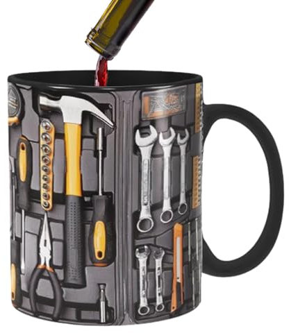 Funny Coffee Mug, Funny Black Ceramic Tea Cup, Large Mechanic Toolbox Coffee Cup for Soup, Beer, Whiskey, Wine, Water, Juice