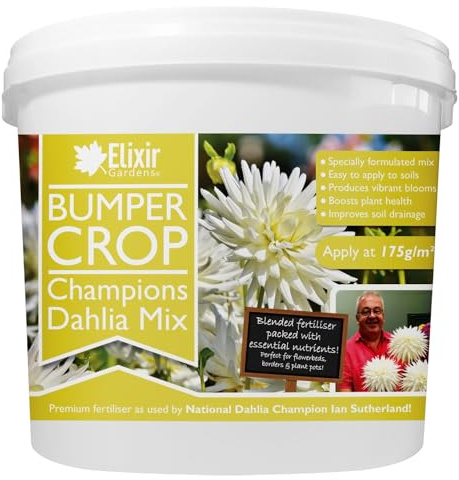 Elixir Gardens Champions Dahlia Mix Blended Fertiliser 5kg Tub | Feed for Tuber/Tuberous Plants & Flowers inc. Dahlia, Zinnia, Begonia, Tulips, Daffodils