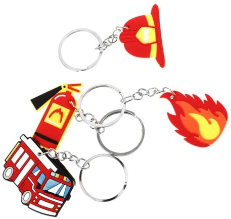 Cabilock 4stücke Schlüsselanhänger Mit Feuerwehrauto Metallanhänger Mit Feuerwehrmannmotiv Dekorativer Schlüsselanhänger Für Schlüssel Oder Taschen