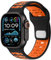 Amizee Sport Kompatibel mit Apple Watch Armband 49mm 46mm 45mm 44mm 42mm Damen Herren, Atmungsaktives Silikon Ersatz Armband für iWatch Ultra 2 Serie 10 9 8 7 SE 6 5 4, Schwarz/Orange
