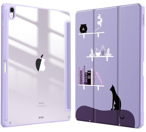 FINTIE Funda híbrida Compatible con iPad Air de 13 Pulgadas (2024) M2, [Soporte para lápices Integrado] a Prueba de Golpes con Carcasa Trasera Transparente, Encendido automático, habitación de Brujas