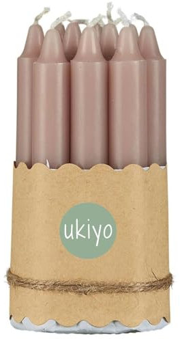 ukiyo 24 Stabkerzen Ø 1,3 cm für Kerzenhalter Rund Adventskranz Deko Advent Weihnachten, Farbe:24 KERZEN H 10 cm Ø 1.3 cm - ROSA MALVA
