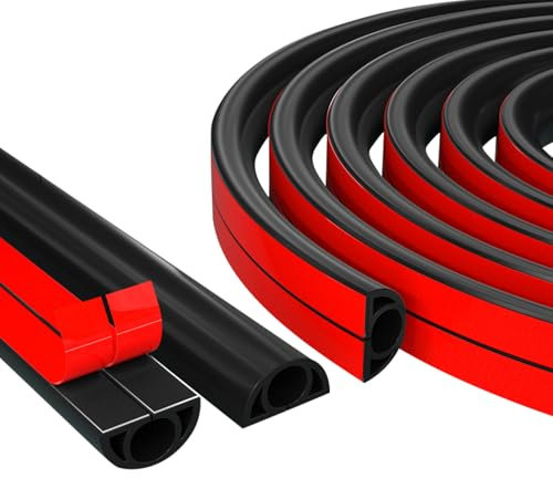 1M Half Round Cable Cover, Cable Trunking, Self-Adhesive Wire Cover, Self-Adhesive Cable Tidy, Decorative Wire Hider, 1-Meter Cable Organizer, for Cable Management Wires on Wall Floor (Black)