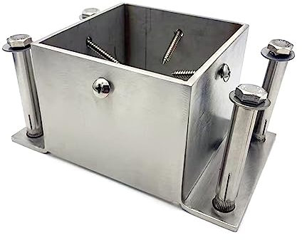 Base per pali in acciaio inox, 6,1 x 6,1 cm, staffa resistente per calcestruzzo/ponte di legno/pergola/cassetta postale ringhiera ancoraggio supporto quadrato 2x2 3x3 4x4 5x5 6x6 7x7 8x8 pollici pali