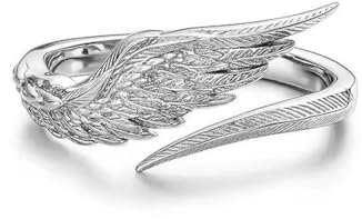 Caiduoduo Vintage Engelsflügel Ring - Herren & Damen Einzelring Paar - Ring mit Feder & Flügel - Edelstahl