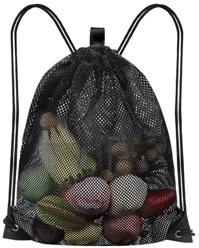 YDHfdc Grand Sac Filet en Nylon Sac de Plage en Maille Filet avec Cordon de Serrage Sac en Maille Sac à Dos en Maille pour Shopping, Natation, Fitness, Plage