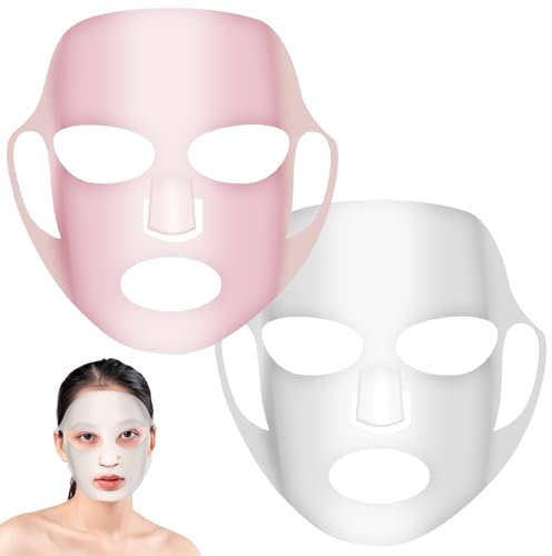 Qianyu 2 fogli di copertura per maschera facciale riutilizzabile in silicone per vapore viso idratante impermeabile 3D anti-rughe