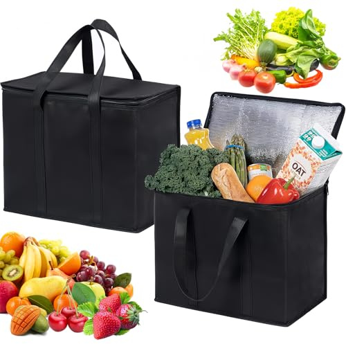 2er Pack Kühltüte Faltbar Wiederverwendbare Thermotasche mit Griffen 35L | Bierkisten Kühler,Gefriertasche,hält Lebensmittel warm oder kalt,für Einkauf Picknick Camping Strand BBQ Reisen