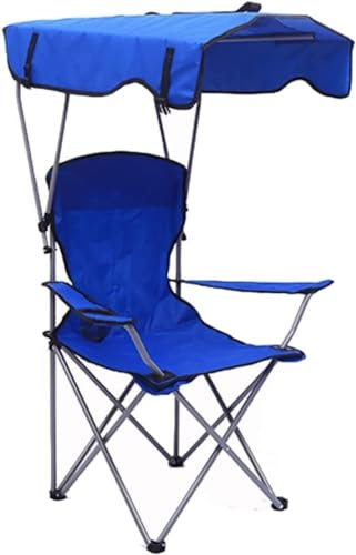 JFUNANQH Chaise de Camping Chaise de Camping avec auvent d'ombrage Chaise, Fauteuil inclinable Pliant, Parasol de Plage extérieur réglable Chaises Pliantes légères Chaise Pliante