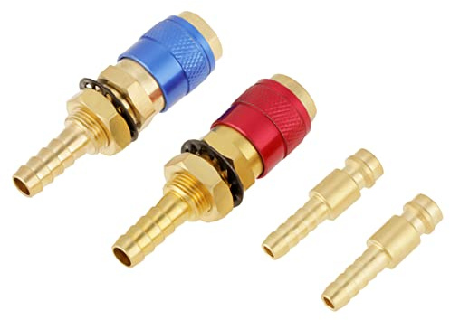 Ticfox Raccord Rapide Chalumeau Oxygène Acétylène, Adaptateur de Gaz de Soudage, 2 pièces 8 mm refroidi à l'eau et adaptateur de gaz raccord rapide pour torche de soudage TIG