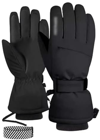 Wintersporthandschuhe | wasserdichte Ski-/Snowboard-Handschuhe mit Handgelenkschutz & Touchscreen-Fähigkeit | winddichte, warme Kevlar-Konstruktion