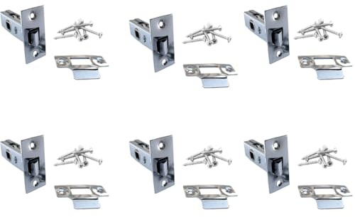 Pack of 6 Tubular Mortice Latches – 64mm (2.5) Nickel Plated | Internal Door Latch Set with Screws & Strike Plates | 8mm Spindle Hole | 44mm Backset | Smooth, Durable & Easy to Install