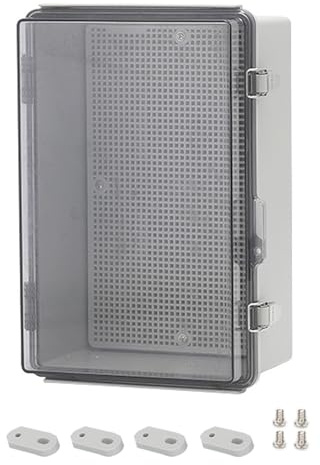 Coffret Electrique Etanche Exterieu,Boîte De Dérivation Electrique,Boitier Electrique Étanche Avec Couvercle à Charnière,Ip67 Boîte De Jonction En Plastique Abs,Gris Porte Transparente(300x200x130mm)